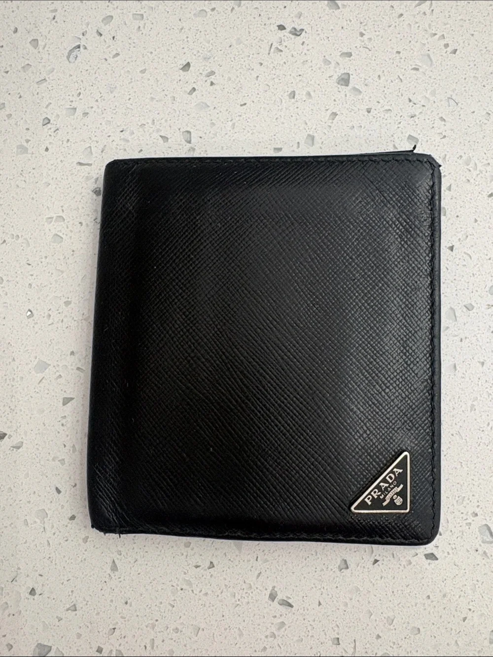 Prada Black Saffiano Leather Bi-Fold Card & Key Holder